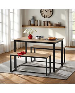Lincoln 1+2 Dining Bench Set - Sonoma Oak Effect/Black