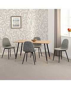 Hamilton & Athens Medium Dining Set (X4 Chairs) - Medium Oak Effect/Grey Faux Leather