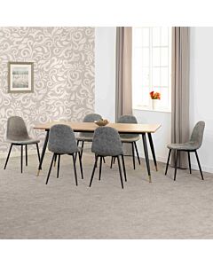 Hamilton & Athens Large Dining Set (X6 Chairs) - Medium Oak Effect/Grey Faux Leather