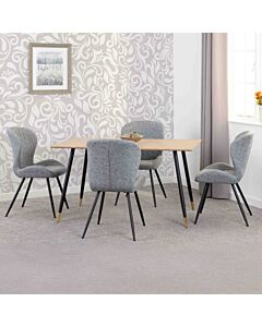 Hamilton & Quebec Medium Dining Set (X4 Chairs) - Medium Oak Effect/Grey Faux Leather