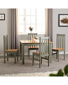 Ludlow 1+4 Dining Set - Green/Oak Effect