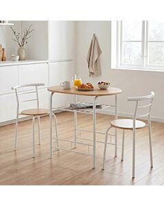 Derry Dining Set (X2 Chairs) - White/Oak