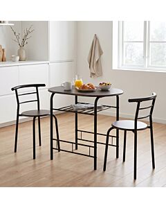 Derry Dining Set (X2 Chairs) - Black/Walnut