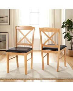 Mason Dining Chair (X2 Per Box) - Oak Varnish/Brown Faux Leather