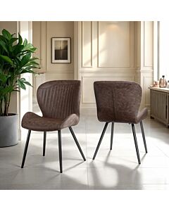 Quebec Dining Chair (X4 Per Box) - Brown Faux Leather