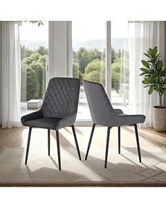 Avery Dining Chair (X2 Per Box) - Grey Velvet