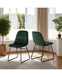 Lukas Dining Chair (X2 Per Box) - Emerald Green Velvet