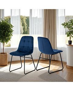 Lukas Dining Chair (X2 Per Box) - Sapphire Blue Velvet