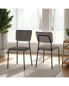 Sheldon Dining Chair (X4 Per Box) - Grey Velvet Fabric