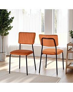 Sheldon Dining Chair (X4 Per Box) - Burnt Orange Velvet Fabric