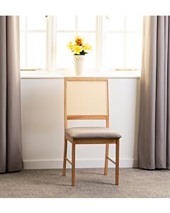 Ellis Dining Chair (X2 Per Box) - Oak Effect/Grey Fabric