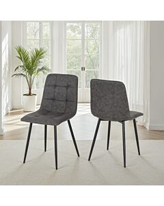 Fenton Dining Chair (X2 Per Box) - Dark Grey Suede Fabric