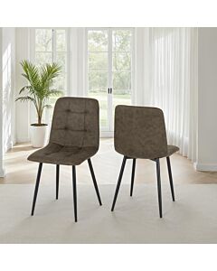Fenton Dining Chair (X2 Per Box) - Olive Green Suede Fabric