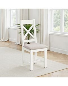 Windsor Cross Back Dining Chair (X2 Per Box) - Ivory/Oat Fabric