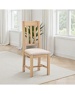 Windsor Slatted Dining Chair (X2 Per Box) - Natural Oak/Oat Fabric