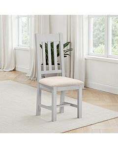 Windsor Slatted Dining Chair (X2 Per Box) - Pebble Grey/Oat Fabric