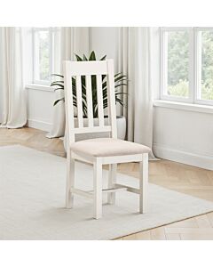 Windsor Slatted Dining Chair (X2 Per Box) - Ivory/Oat Fabric