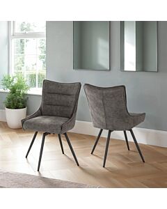 Lewis Swivel Dining Chair (X2 Per Box) - Grey Fabric