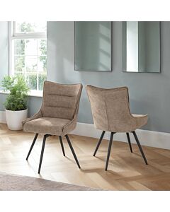Lewis Swivel Dining Chair (X2 Per Box) - Fawn Fabric