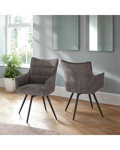 Lewis Carver Swivel Dining Chair (X2 Per Box) - Grey Fabric