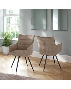 Lewis Carver Swivel Dining Chair (X2 Per Box) - Fawn Fabric