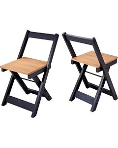 Santos Folding Chair (X2 Per Box) - Navy Blue/Distressed Waxed Pine
