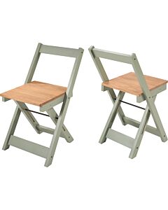 Santos Folding Chair (X2 Per Box) - Green/Distressed Waxed Pine