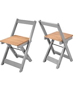 Santos Folding Chair (X2 Per Box) - Grey Slate/Distressed Waxed Pine