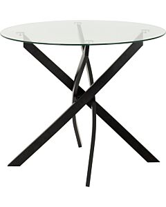 Sheldon Round Glass Top Dining Table - Clear Glass/Black