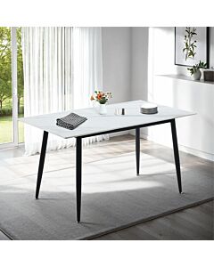 Fenton Dining Table - White Marble Stone Effect
