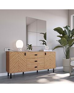 Leon 2 Door 3 Drawer Sideboard - Medium Oak Effect