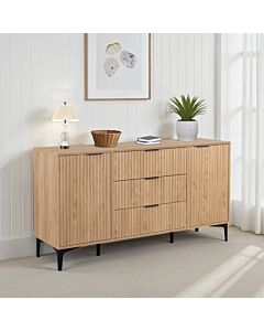 Miami 2 Door 3 Drawer Sideboard - Oak Effect/Black