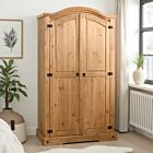 Corona 2 Door Wardrobe - Distressed Waxed Pine