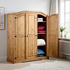 Corona 3 Door Wardrobe - Distressed Waxed Pine