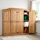 Corona 4 Door Wardrobe - Distressed Waxed Pine