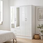 Nevada 4 Door 2 Drawer Wardrobe - White Gloss
