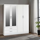 Nevada 4 Door 2 Drawer Wardrobe - White Gloss