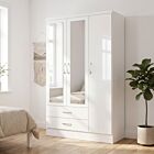 Nevada 3 Door 2 Drawer Wardrobe - White Gloss