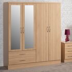 Nevada 4 Door 2 Drawer Wardrobe - Sonoma Oak Effect