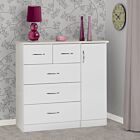 Nevada 5 Drawer Low Wardrobe - White Gloss