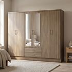 Nevada 6 Door 2 Drawer Wardrobe - Rustic Oak Effect