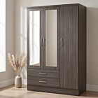 Nevada 3 Door 2 Drawer Wardrobe - Black Wood Grain