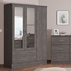 Nevada 3 Door 2 Drawer Wardrobe - Black Wood Grain