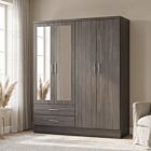 Nevada 4 Door 2 Drawer Wardrobe - Black Wood Grain
