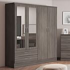 Nevada 4 Door 2 Drawer Wardrobe - Black Wood Grain