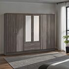 Nevada 6 Door 2 Drawer Wardrobe - Black Wood Grain