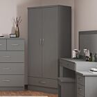 Nevada 2 Door 1 Drawer Wardrobe - 3D Effect Grey