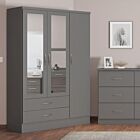 Nevada 3 Door 2 Drawer Wardrobe - 3D Effect Grey