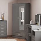 Nevada Mirrored 2 Door Wardrobe - 3D Effect Grey