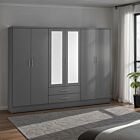 Nevada 6 Door 2 Drawer Wardrobe - 3D Effect Grey